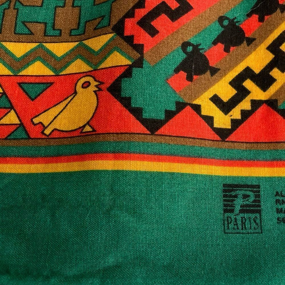 Vintage Paris Lehigh Bandana Aztec Tribal Bird and Lion - Picture 3 of 6